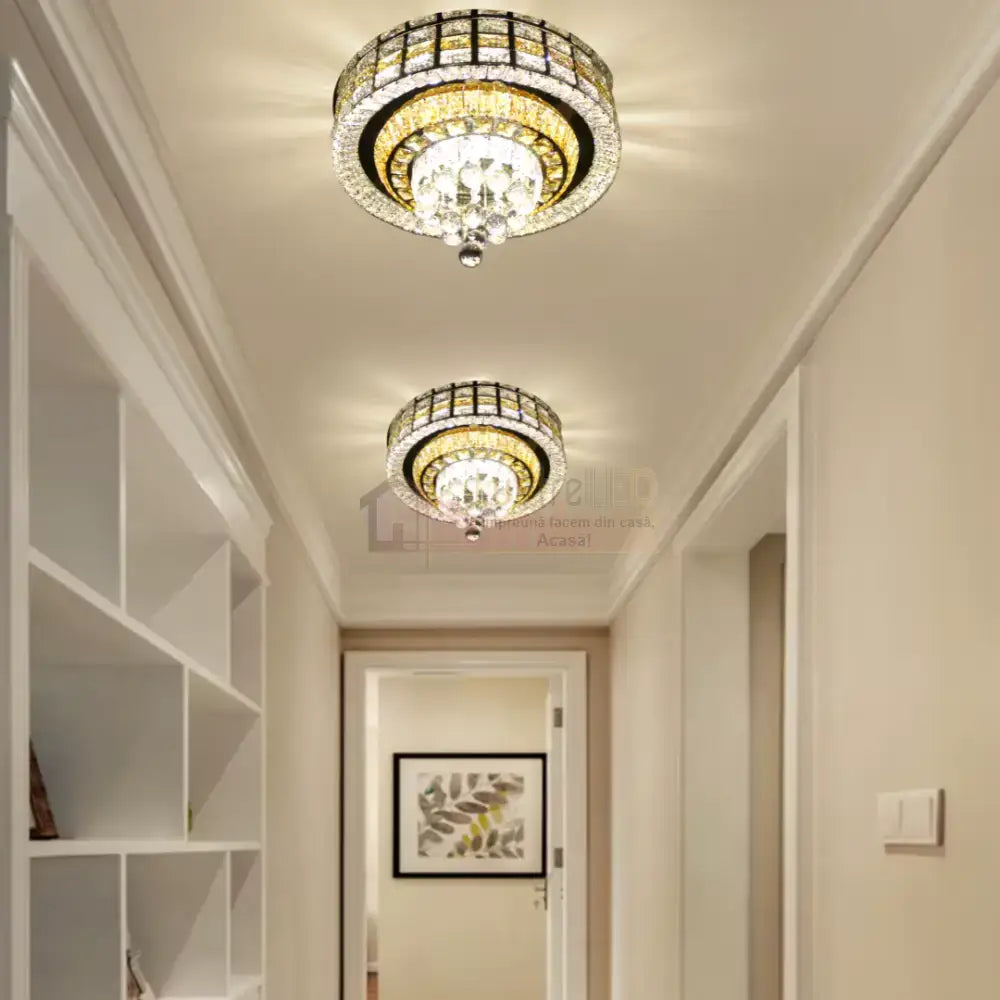 Lustra LED Aplicata Luxor Gold Cristal Telecomanda Chandeliers