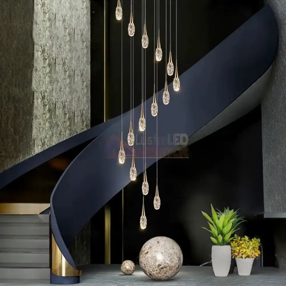 Lustra LED Cristal Golden Drops Lighting Fixtures