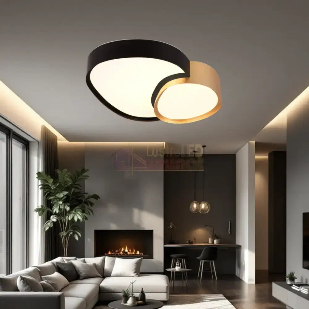 Lustra LED Aplicata Gold + Black 21W MINIMALIST DESIGN / NEGRU + AURIU led ceiling light