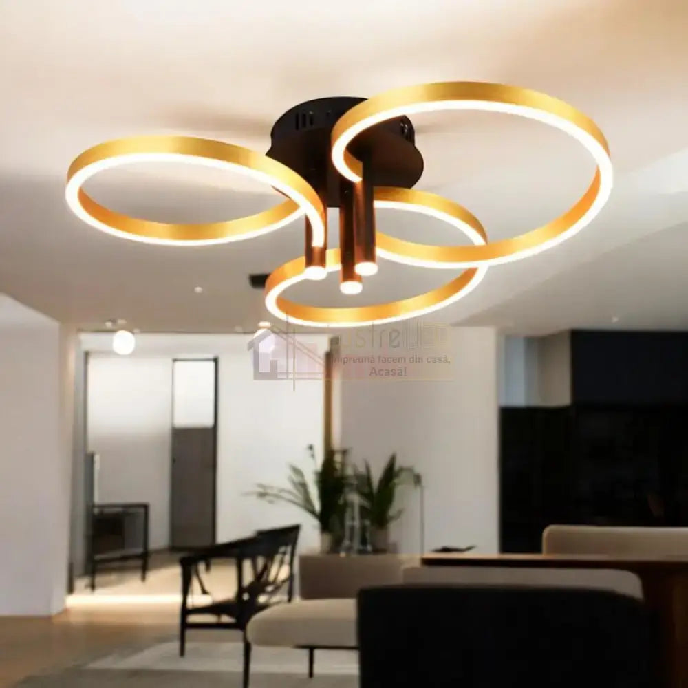 Lustra LED Luxury ShineShift Black + Gold Echivalent 500W NEGRU + AURIU / MINIMALIST DESIGN Lighting Fixtures