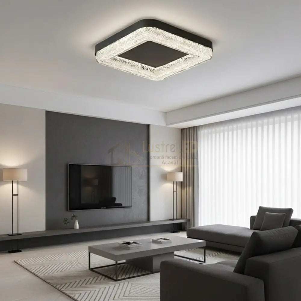 Lustra LED MESA Square Echivalent 300W Telecomanda NEAGRA / SQUARE DESIGN Lighting Fixtures