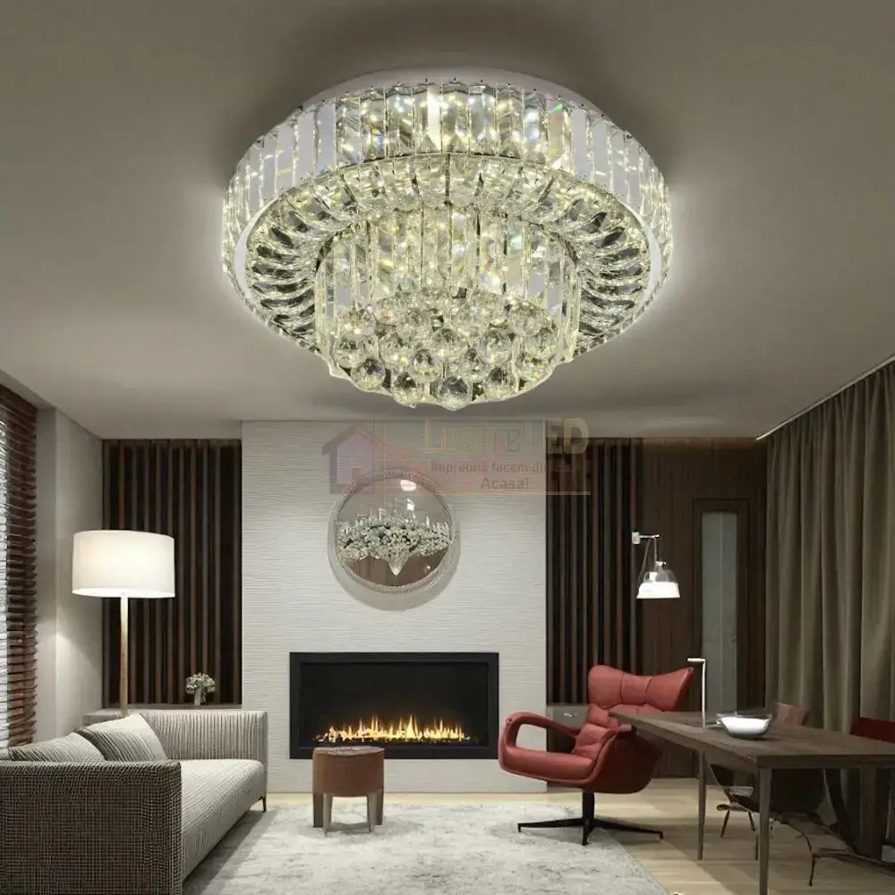Lustra LED Mini Klyra CRISTAL Echivalent 400W Telecomanda CHROME / 40CM / CRISTAL Lighting Fixtures