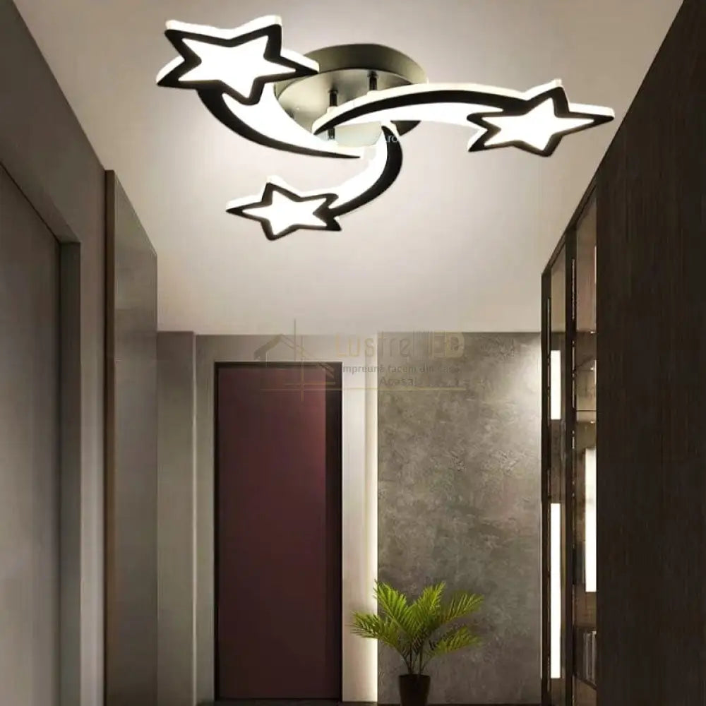 Lustra Led 120W Mini Star Design Black Echivalent 400W Telecomanda Lighting Fixtures
