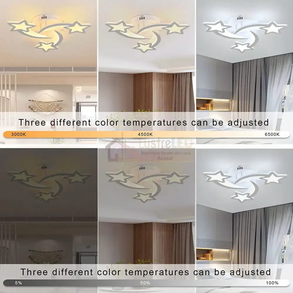 Lustra Led 80W Mini Star Design Echivalent 300W Telecomanda Lighting Fixtures