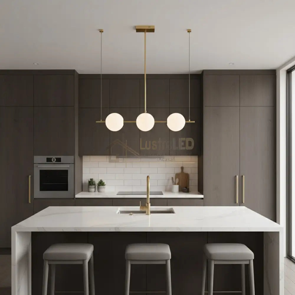 Lustra LED Suspendata KEZO Gold Echivalent 250W Telecomanda Chandeliers