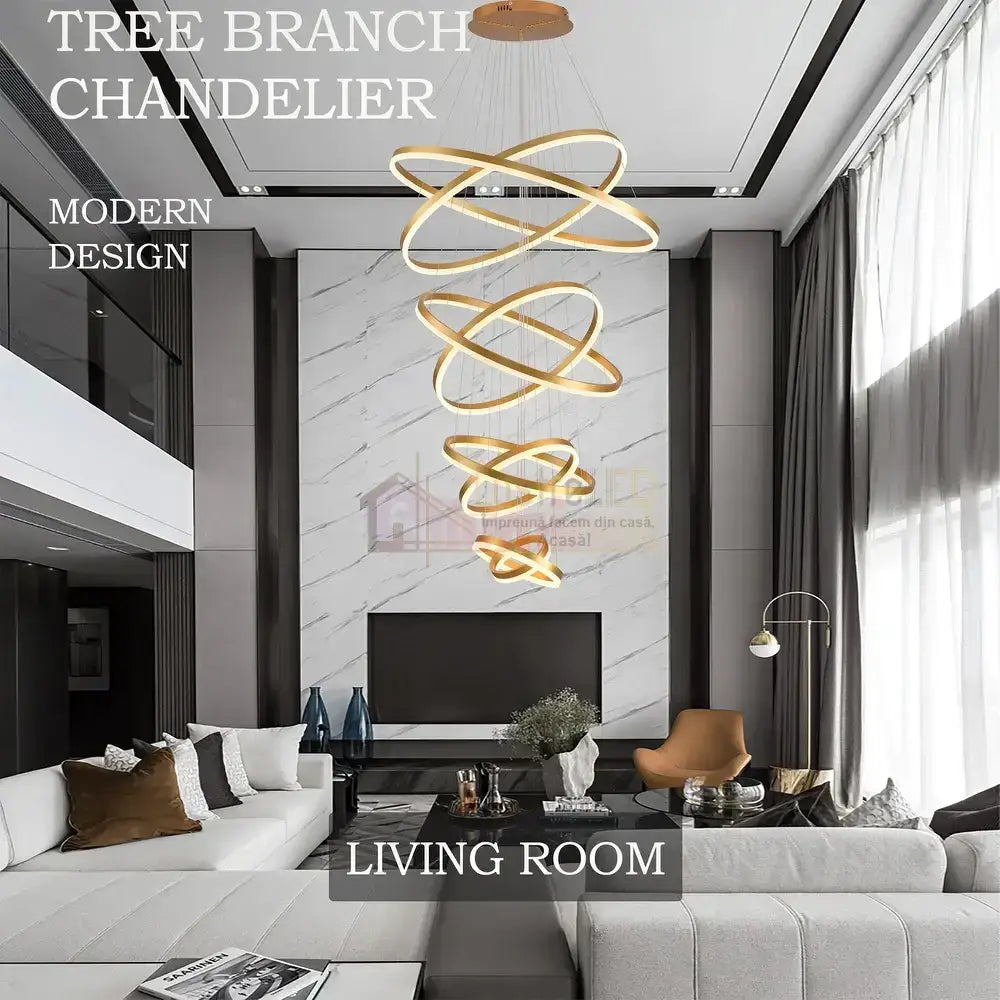 Lustra Led Wonderland Luxury Gold 8 Segmente Echivalent 3000W Telecomanda Chandeliers