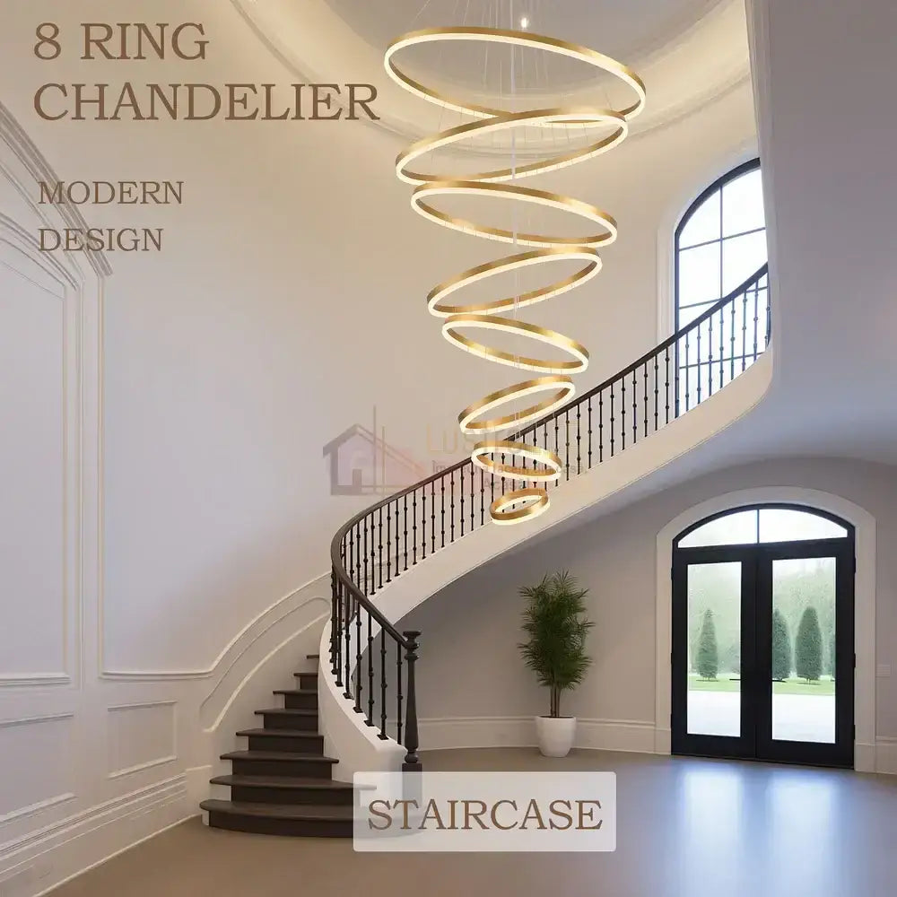 Lustra Led Wonderland Luxury Gold 8 Segmente Echivalent 3000W Telecomanda Chandeliers