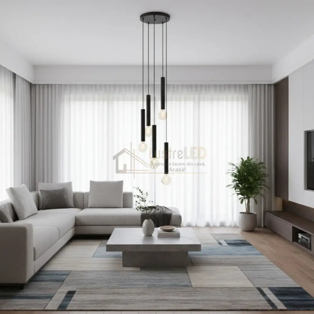 Lustra Suspendata CORTENOVA Black 5xE27 Eglo Chandeliers