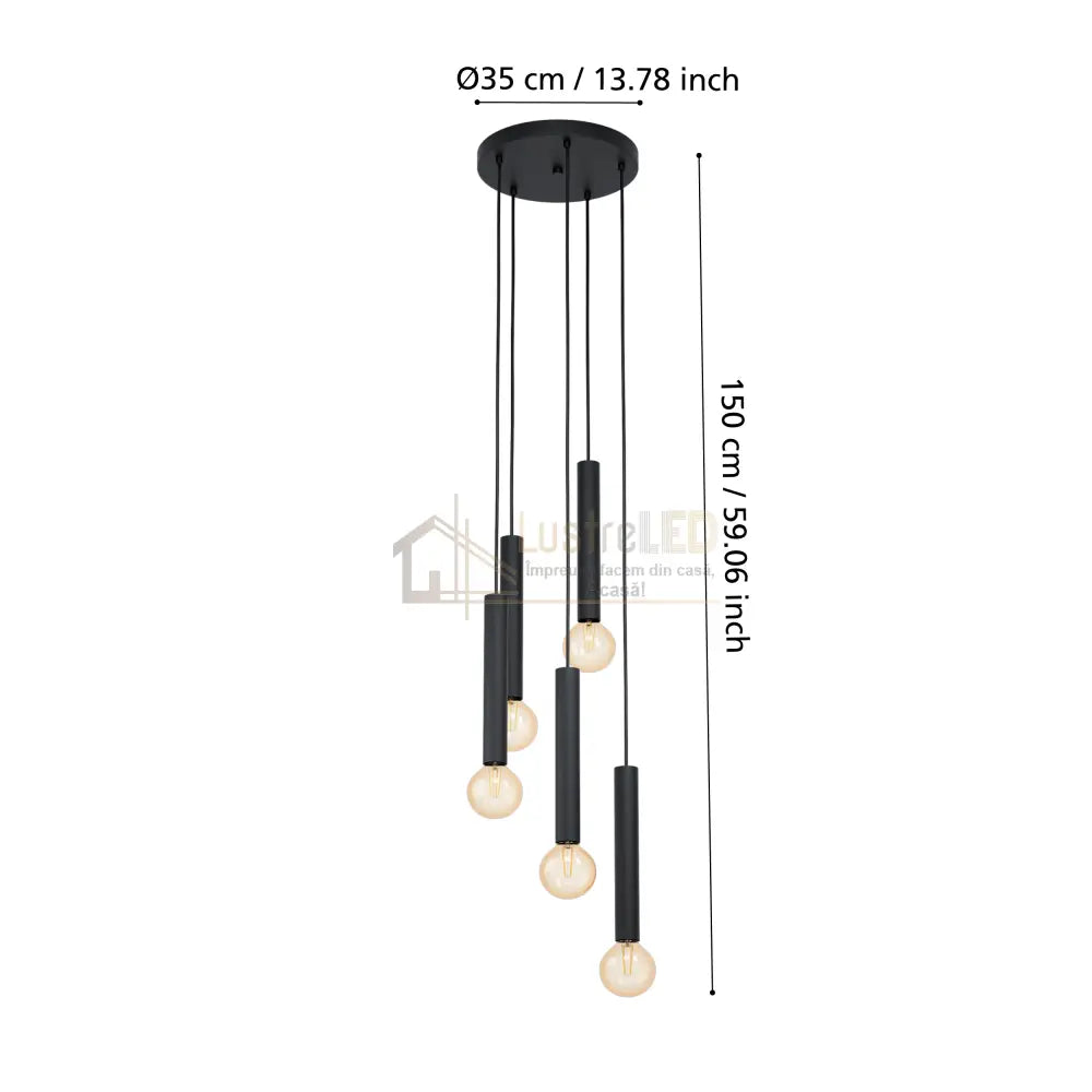 Lustra Suspendata CORTENOVA Black 5xE27 Eglo Chandeliers