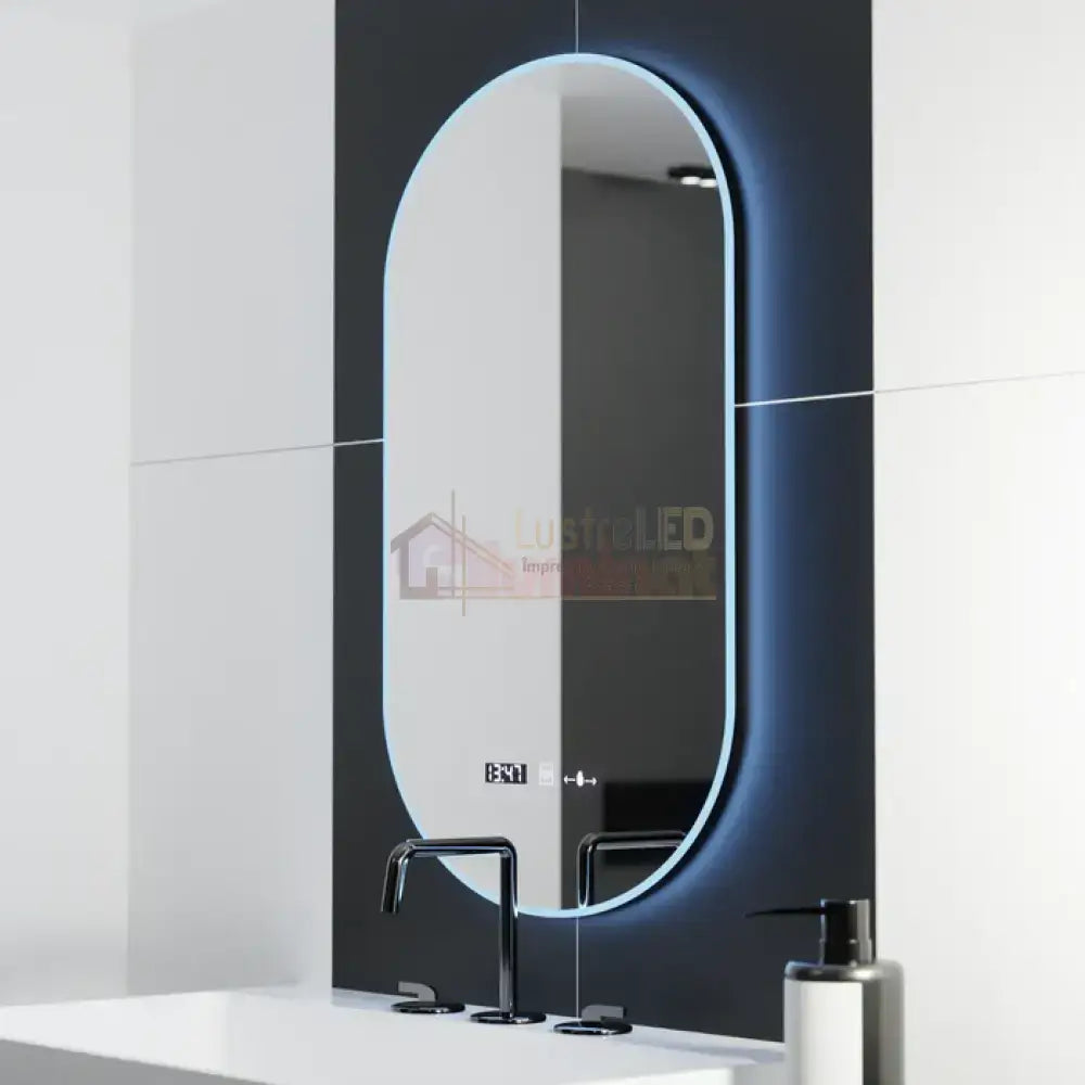 Oglinda LED 50x80cm Ovala Senzor 3 Lumini Ceas Dezaburire si Touch FRAMELESS / 50X80CM LED MIRROR