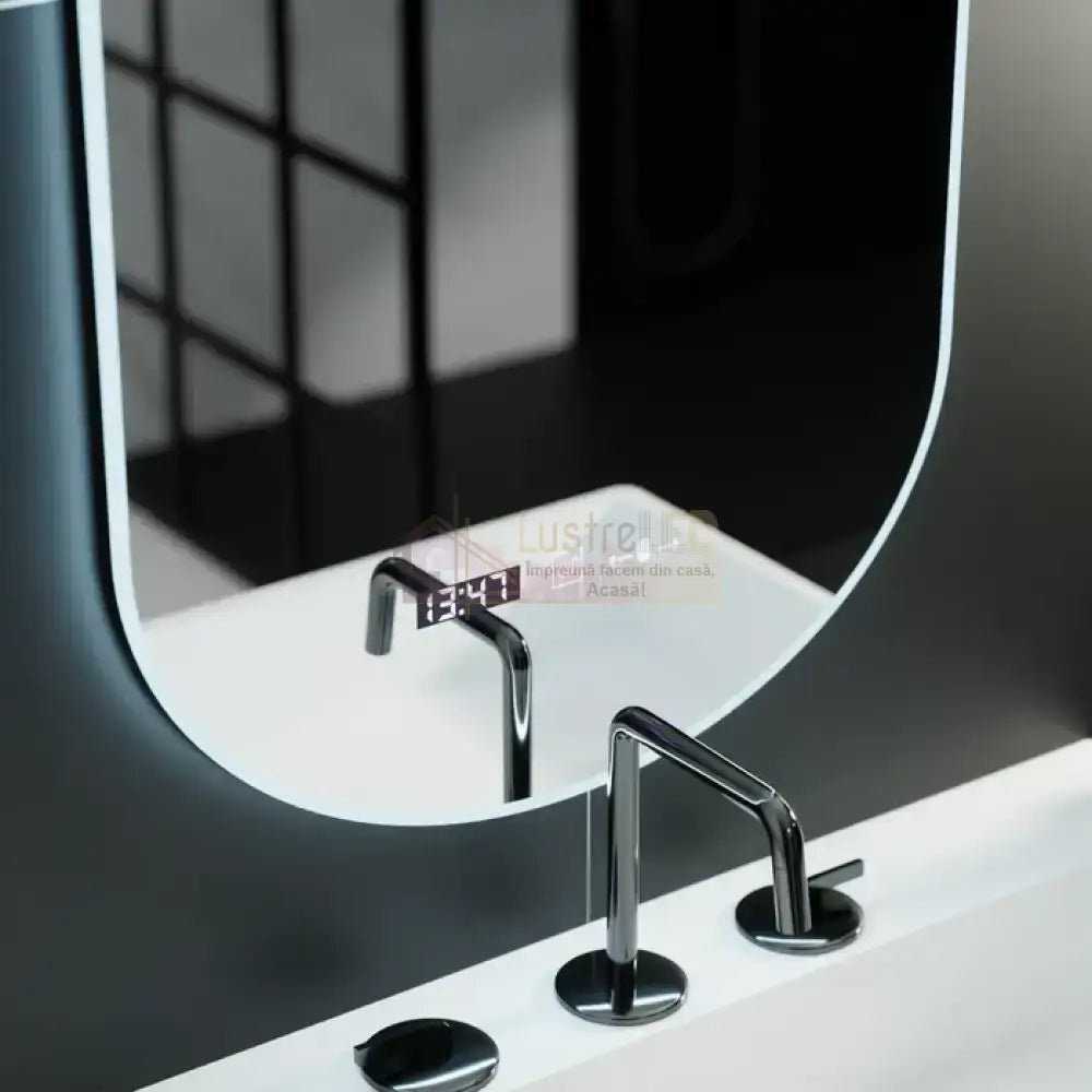 Oglinda LED 50x80cm Ovala Senzor 3 Lumini Ceas Dezaburire si Touch FRAMELESS / 50X80CM LED MIRROR