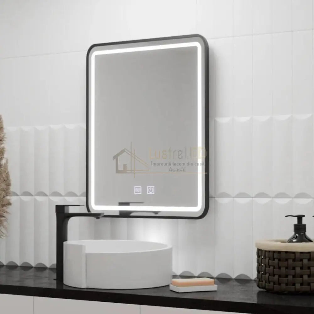 Oglinda LED 60X80cm cu Functie Dezaburire si Touch 60X80CM / NEAGRA LED MIRROR