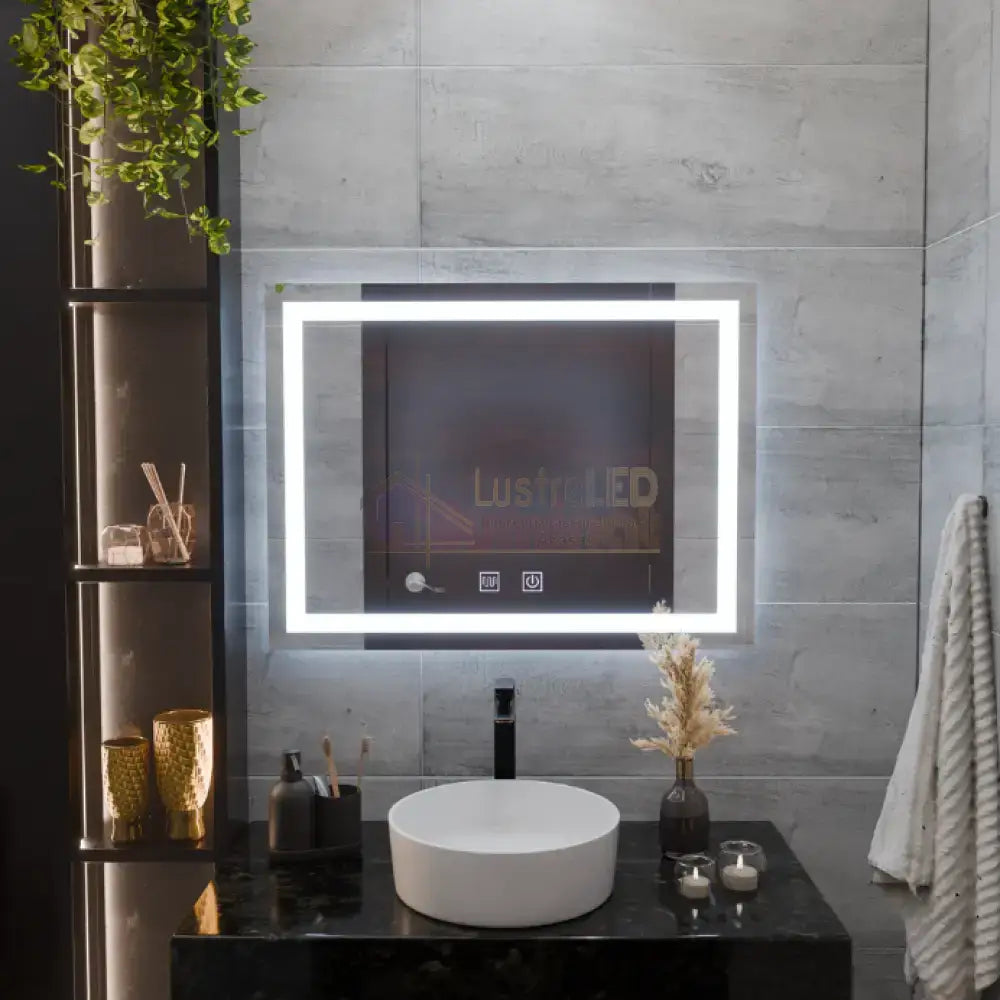 Oglinda LED Dreptunghiulara 80X60cm cu Functie Dezaburire si Touch 80X60CM / NEAGRA LED MIRROR