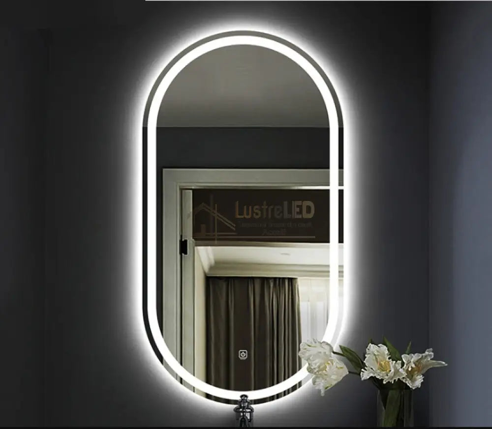 Oglinda Led Ovala Cu Doua Lumini 80X50Cm Functie Dezaburire Si Touch J-120 Led Mirror