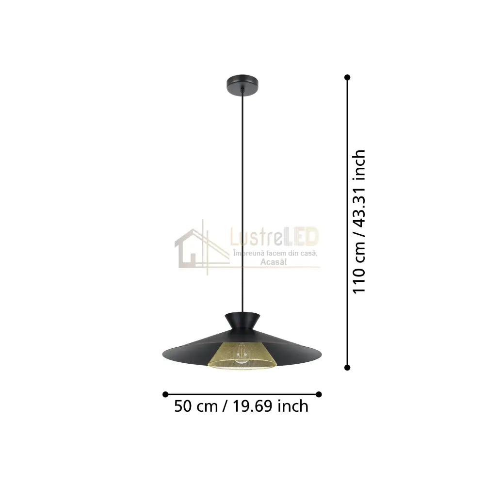Pendul GRIZEDALE Black 110CM Eglo NEAGRA / SUSPENDATE Lighting Fixtures