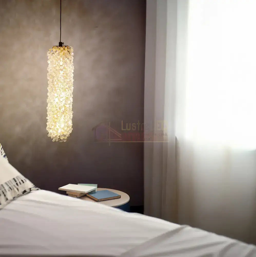 Pendul LED Cristal Sponge Cilindric Gold AURIE / CRISTAL Lighting Fixtures