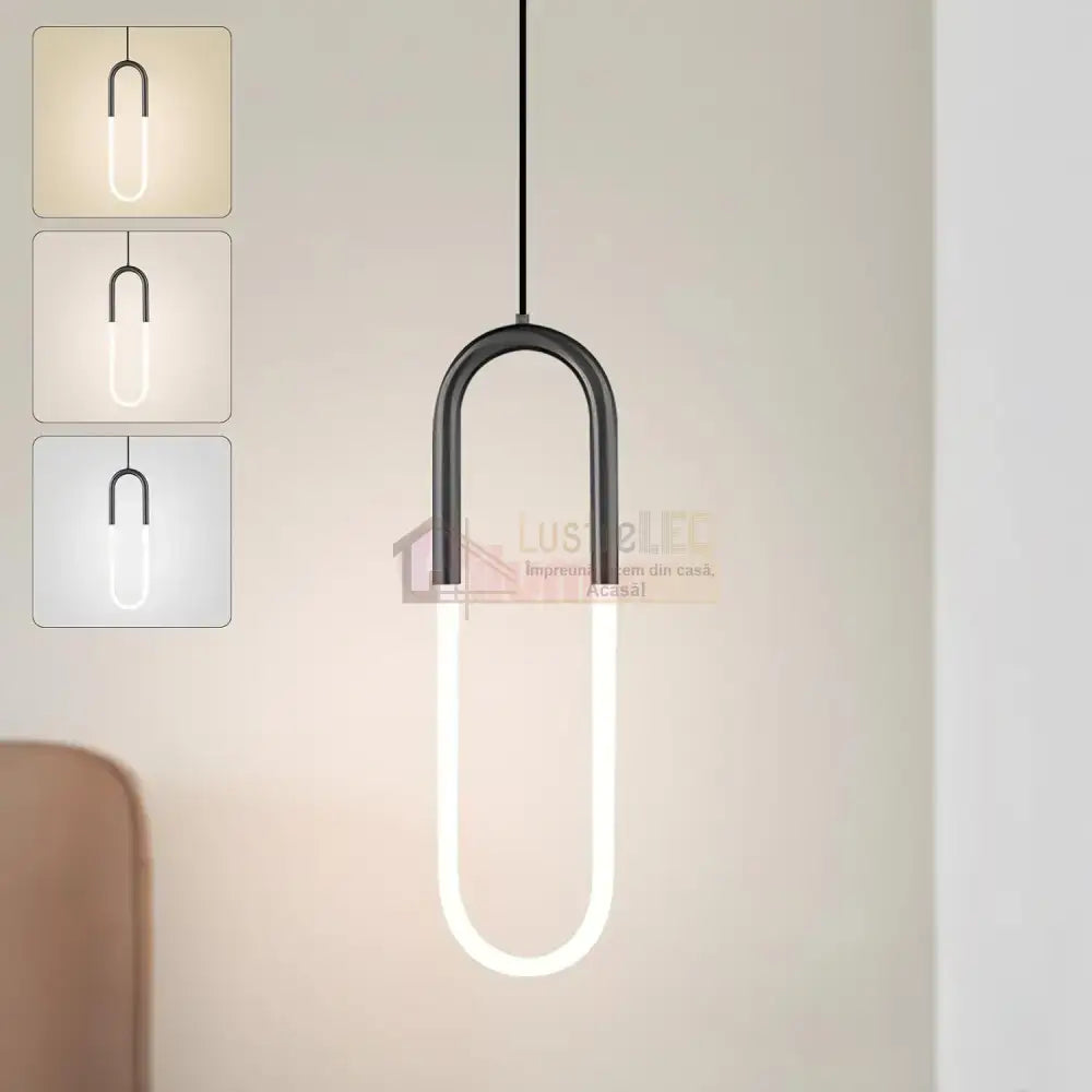 Pendul LED HALO Black Echivalent 140W MINIMALIST DESIGN / NEAGRA led ceiling light