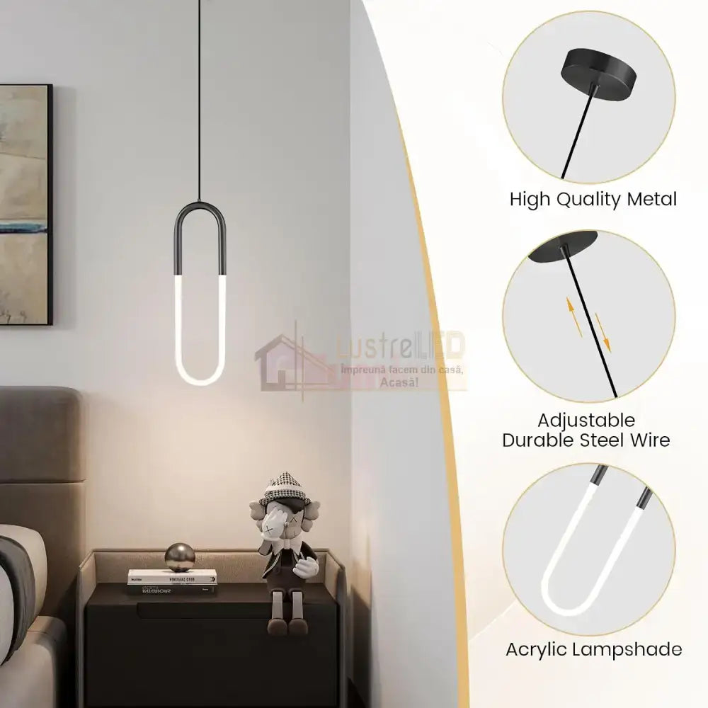 Pendul LED HALO Black Echivalent 140W MINIMALIST DESIGN / NEAGRA led ceiling light