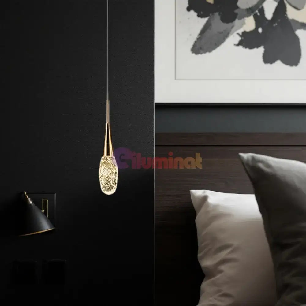 Pendul LED Luxury Crystal Golden Drops lustreled.ro