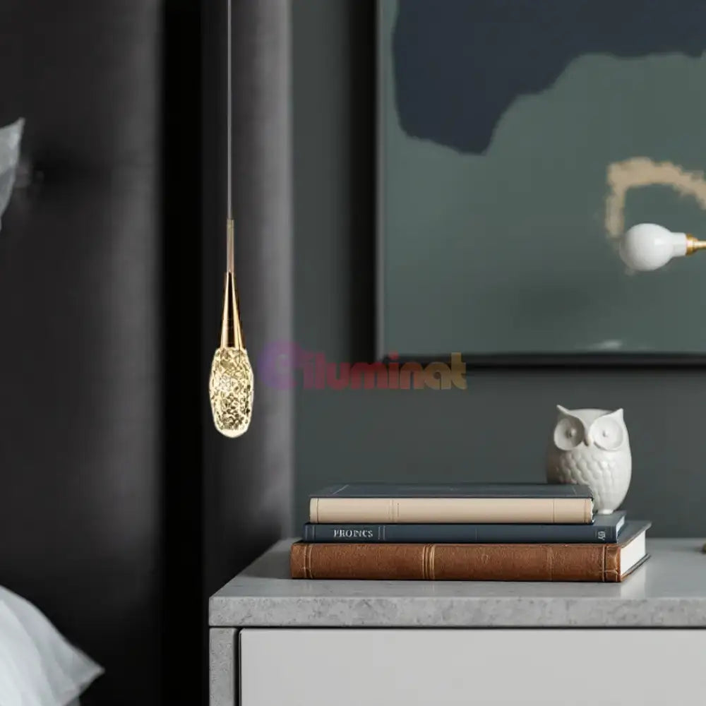 Pendul LED Luxury Crystal Golden Drops lustreled.ro