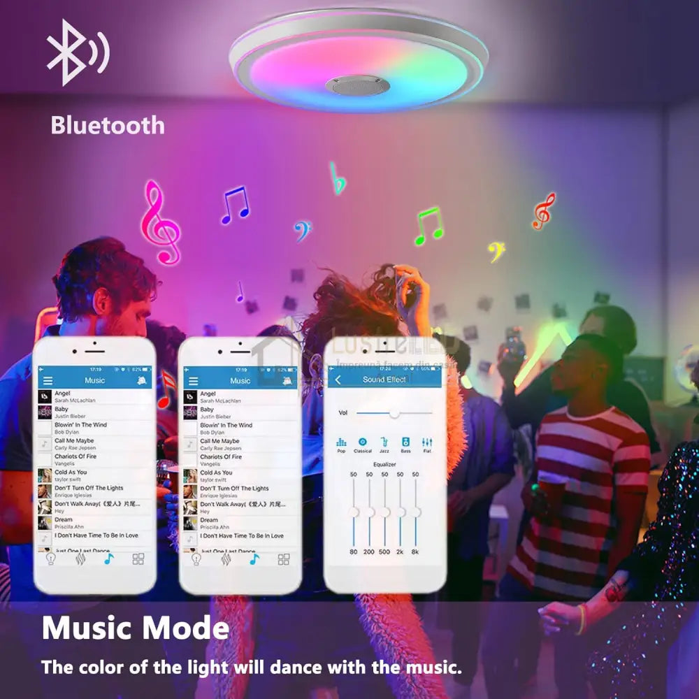 Plafoniera LED SMART 50W RGB + CCT Bluetooth si Telecomanda Echivalent 400W RGBW / PLAFONIERA LED RGB MULTICOLORA CU