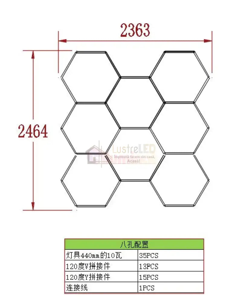 Plafoniera Led Tip Hexagon 236X246Cm 350W Echivalent 3200W Honeycomb Lights