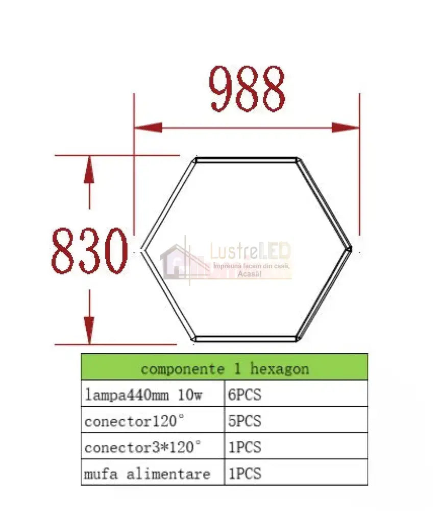 Plafoniera Led Tip Hexagon 83X98Cm 60W Echivalent 500W Honeycomb Lights