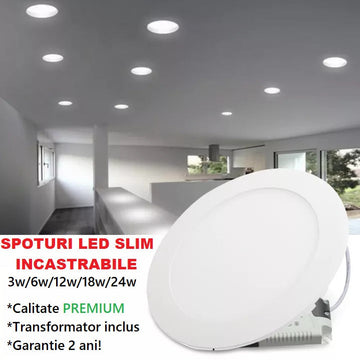 Spot LED 6W Slim Rotund Alb / ⌀118mm / Incastrabil
