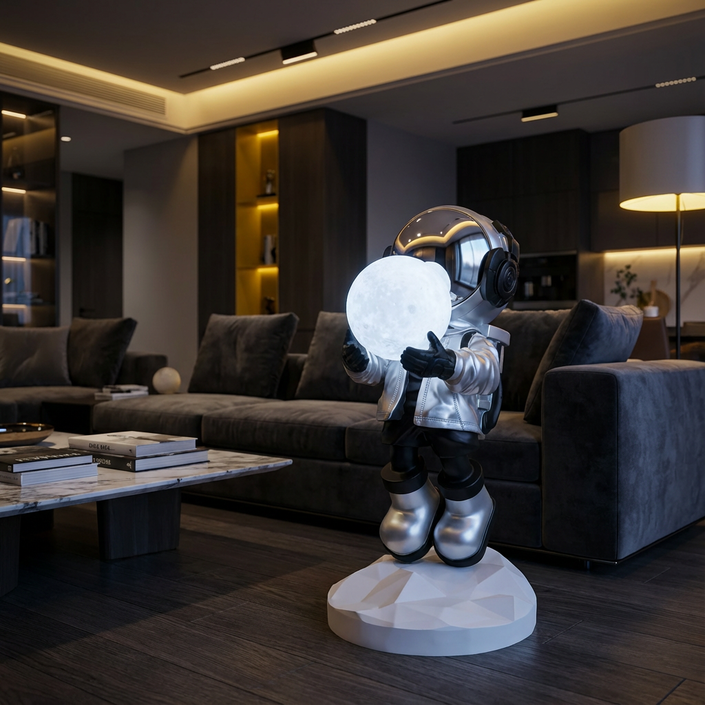 Statueta Decorativa Astronaut 95CM cu Glob LED RGB Touch