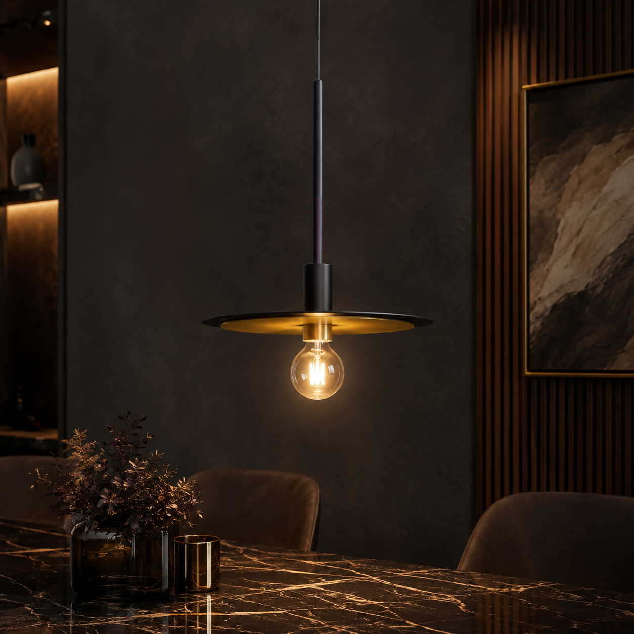 Pendul PENY Unique 1xE27 Black&Gold