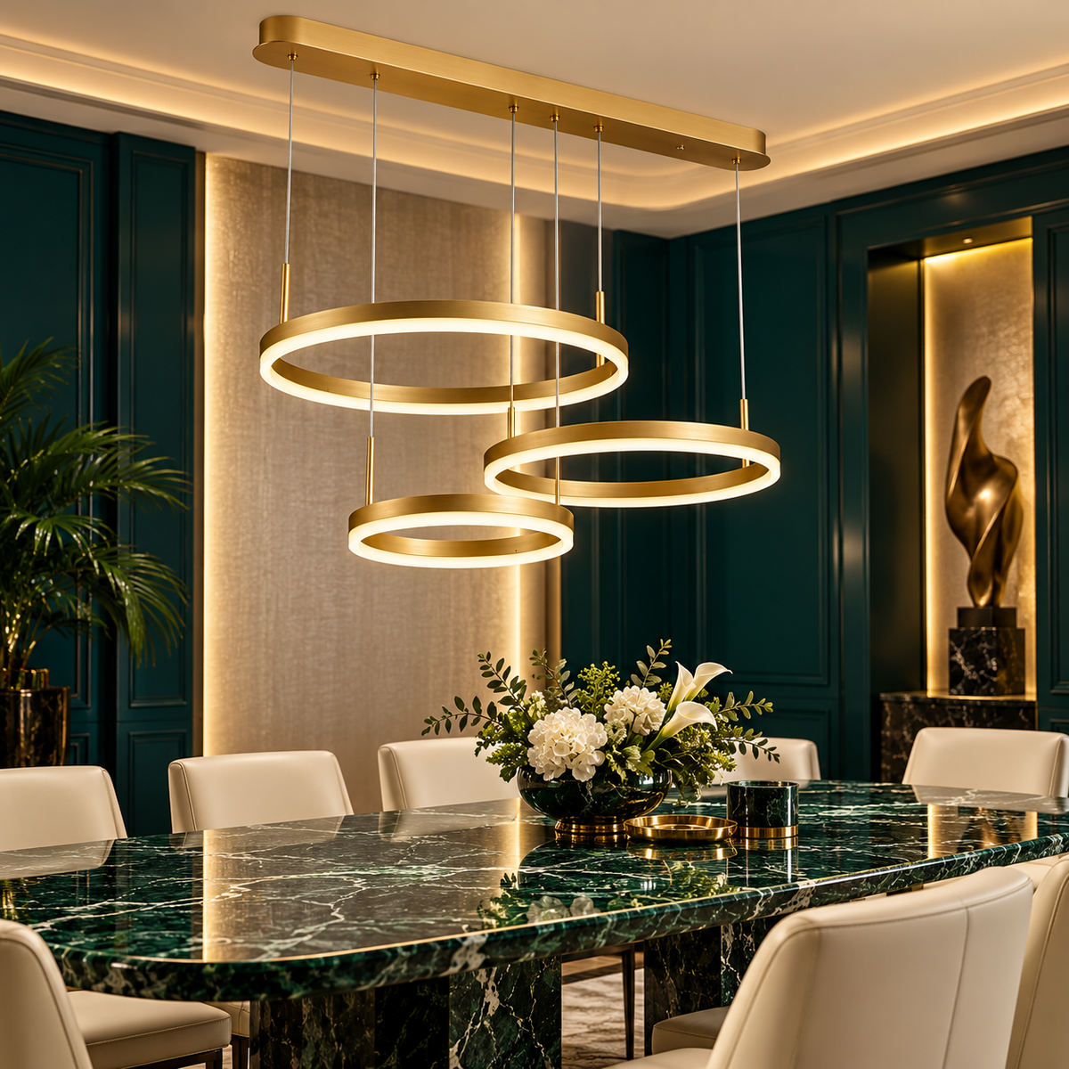 Lustra LED 150W CASSANDRA Circle Gold 3 Segmente Echivalent 600W