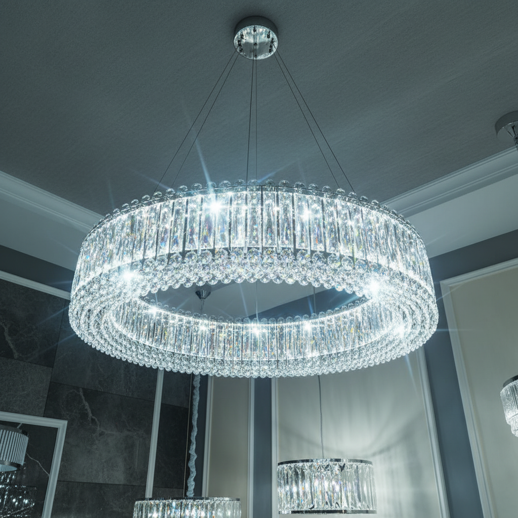 Lustra LED Suspendata ALESSO Cristal Silver Echivalent 400W