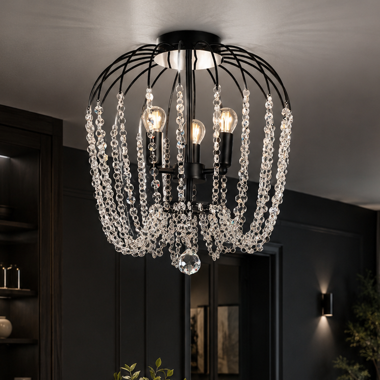 Lustra ARABELLA Neagra 3xE14 cu Cristal K9