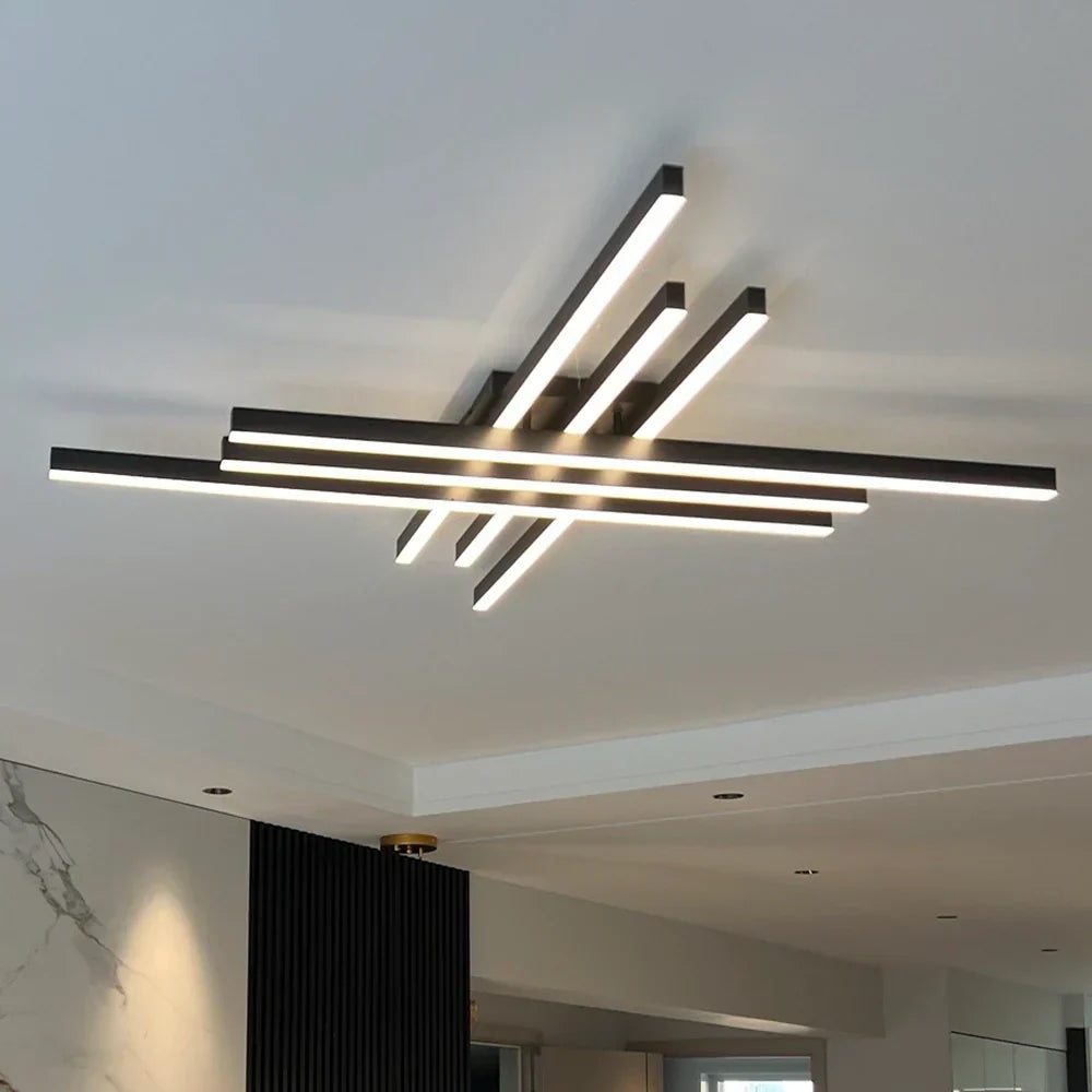 Lustra LED 6 Modern LINES Black Echivalent 600W Telecomanda