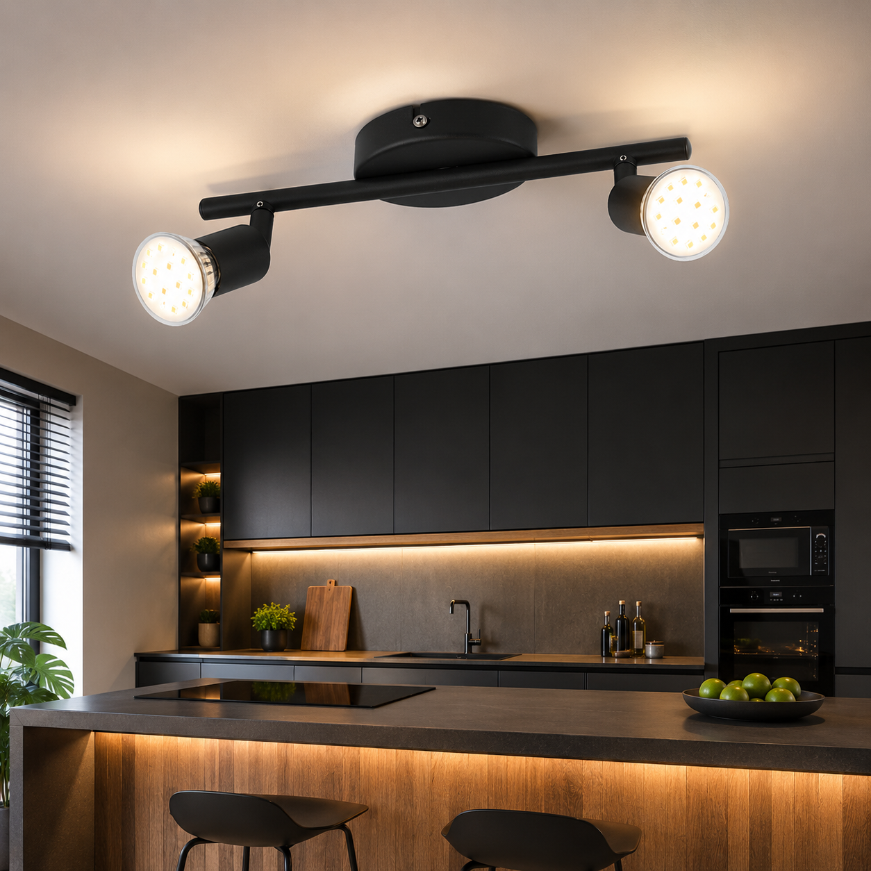 Lustra Buzz-Led Black cu 2 Spoturi Reglabile