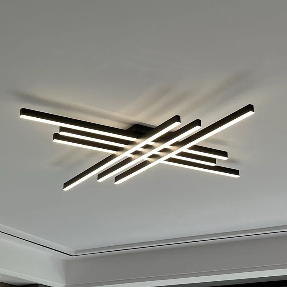 Lustra LED 6 Modern LINES Black Echivalent 600W Telecomanda