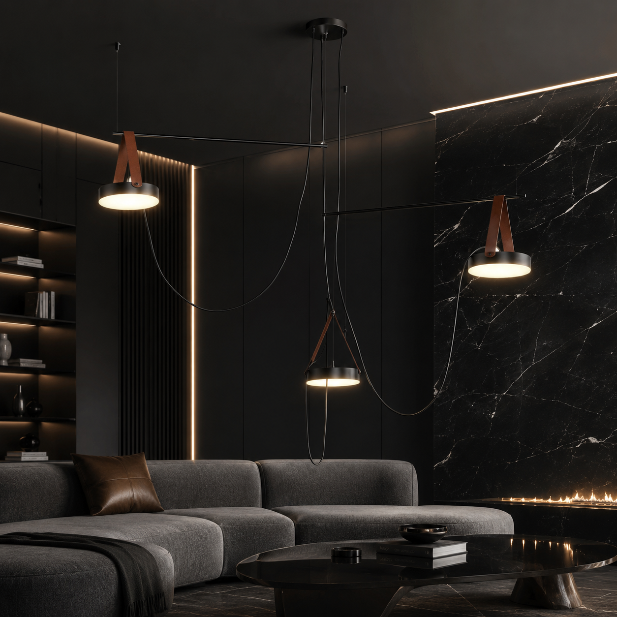 Lustra LED Unique SPECTRUM Black Suspendata Echivalent 300W
