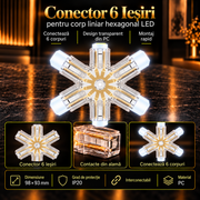 Conector HEGZA Forma Stea pentru 6 x Corp Liniar Hexagonal LED