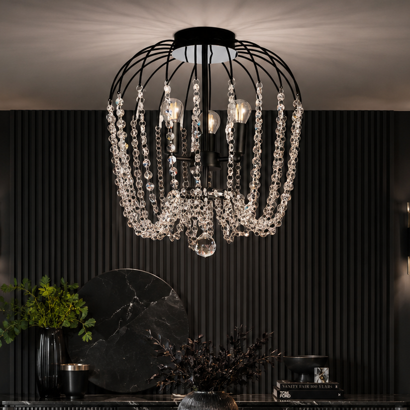 Lustra ARABELLA Neagra 3xE14 cu Cristal K9