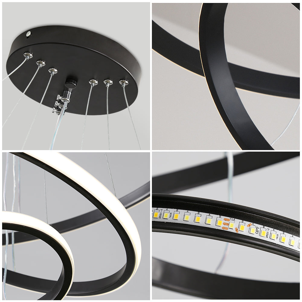 Lustra LED 96W Catalonia 3 Segmente Black Echivalent 400W