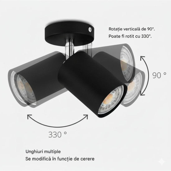Spot Liniar Vector Line 2xGU10 Reglabil Negru