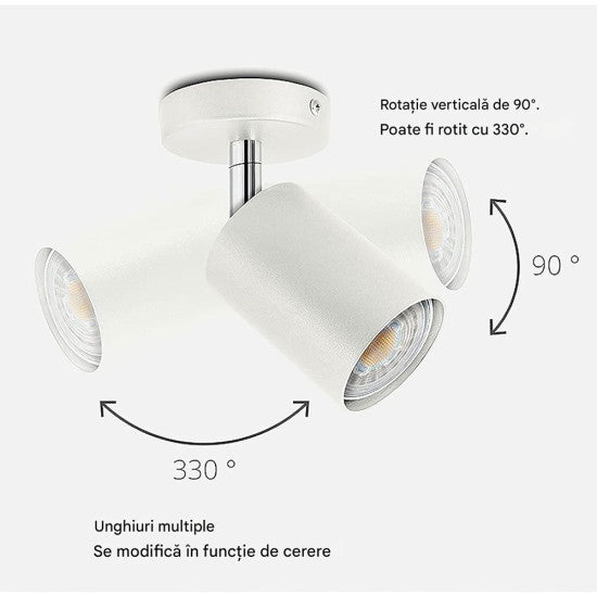 Spot pe Sina Reglabil Alb 2xGU10
