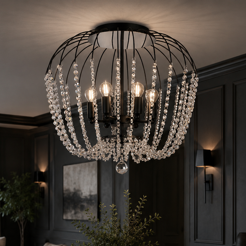 Lustra ARABELLA Neagra 6xE14 cu Cristal K9