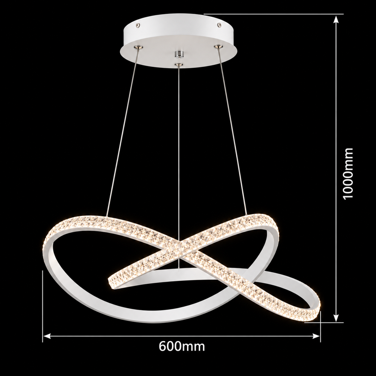 Lustra LED Infinity White Suspendata 60CM Echivalent 500W Telecomanda