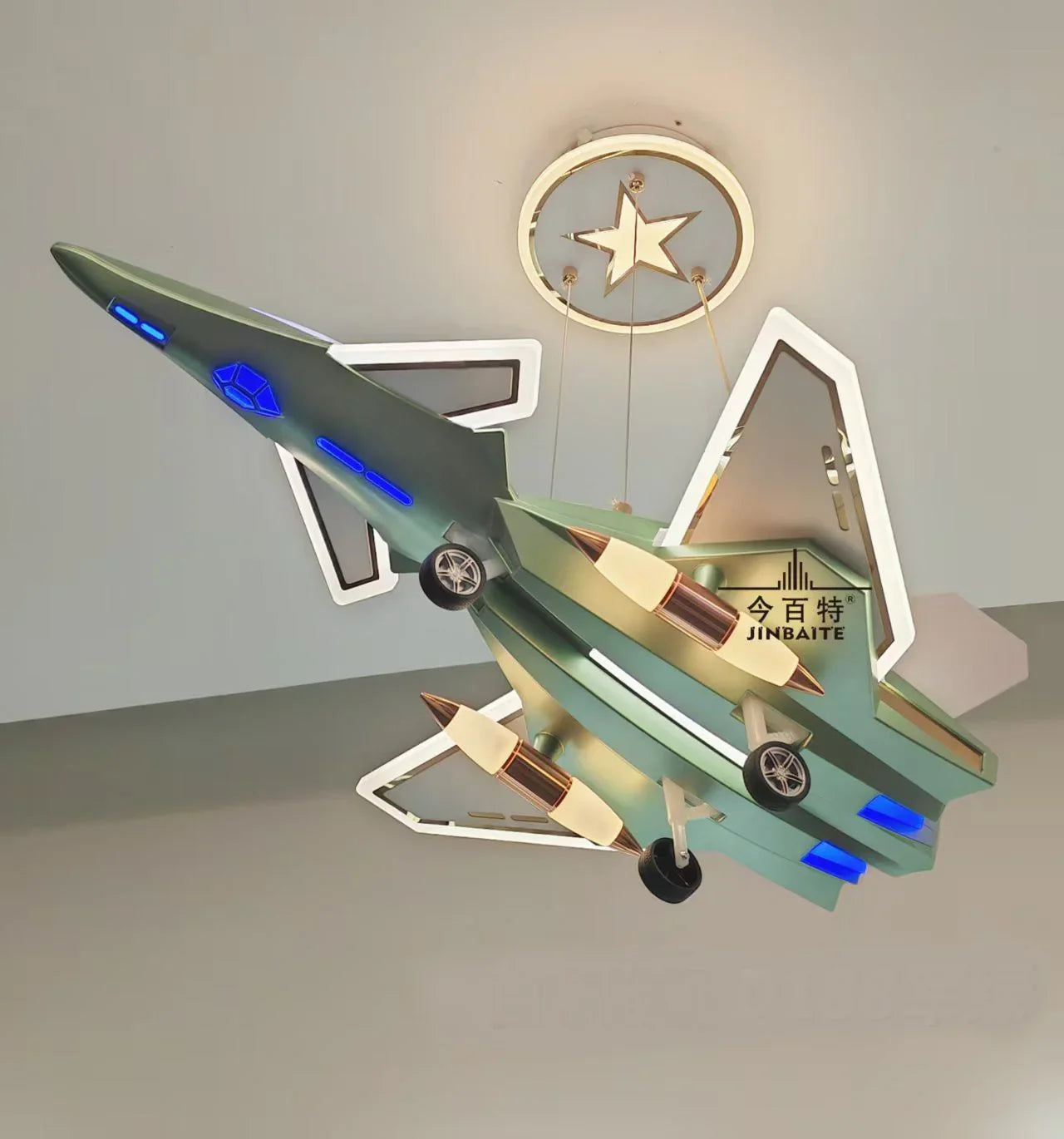 Lustra LED Kids Air Patrol Verde Militar Echivalent 800W