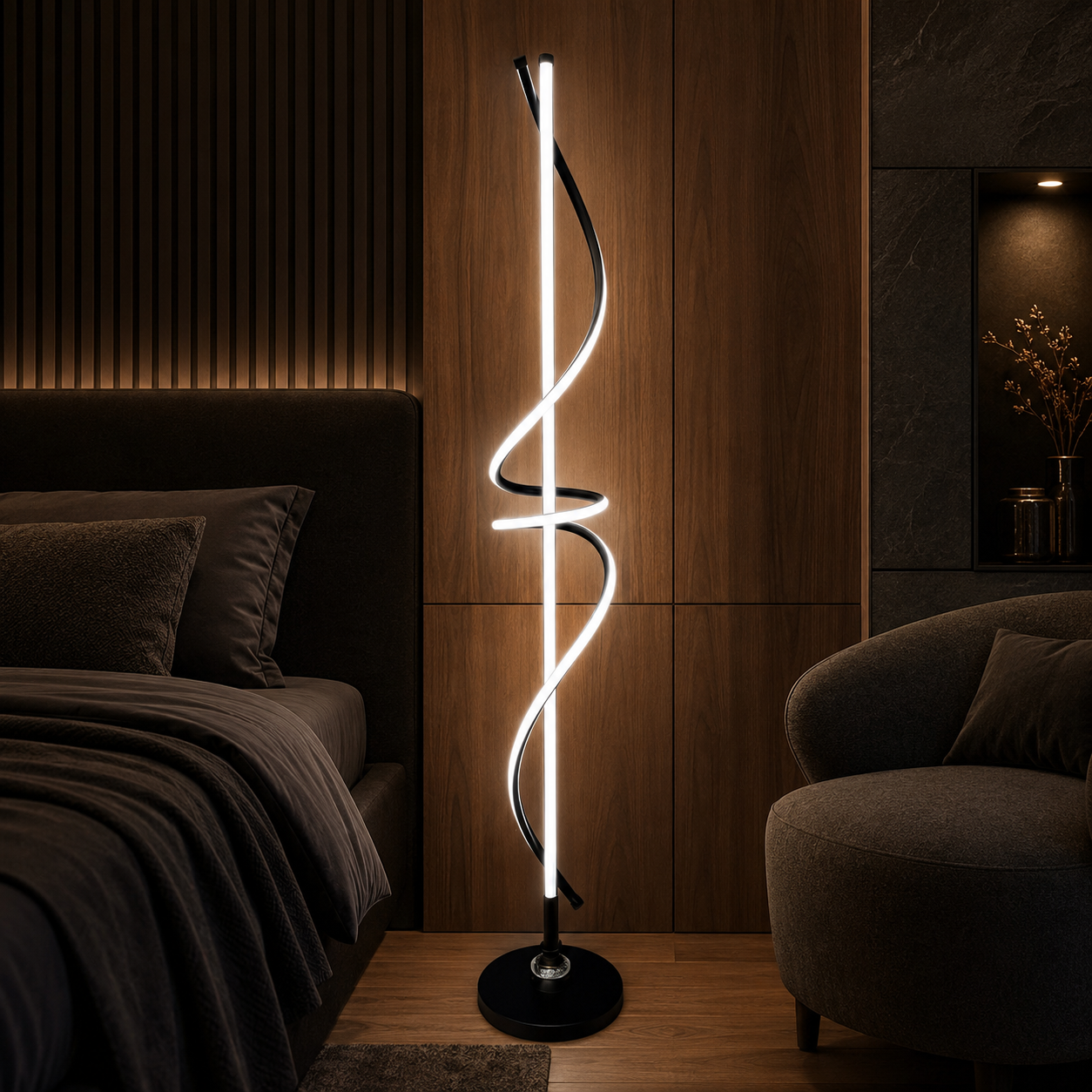 Lampadar LED 145CM 48W GORK Black 3 Functii de Lumina
