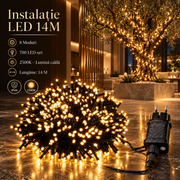 Instalatie LED Liniara 700 LED-uri 14M | 8 Moduri | 2500K | IP44