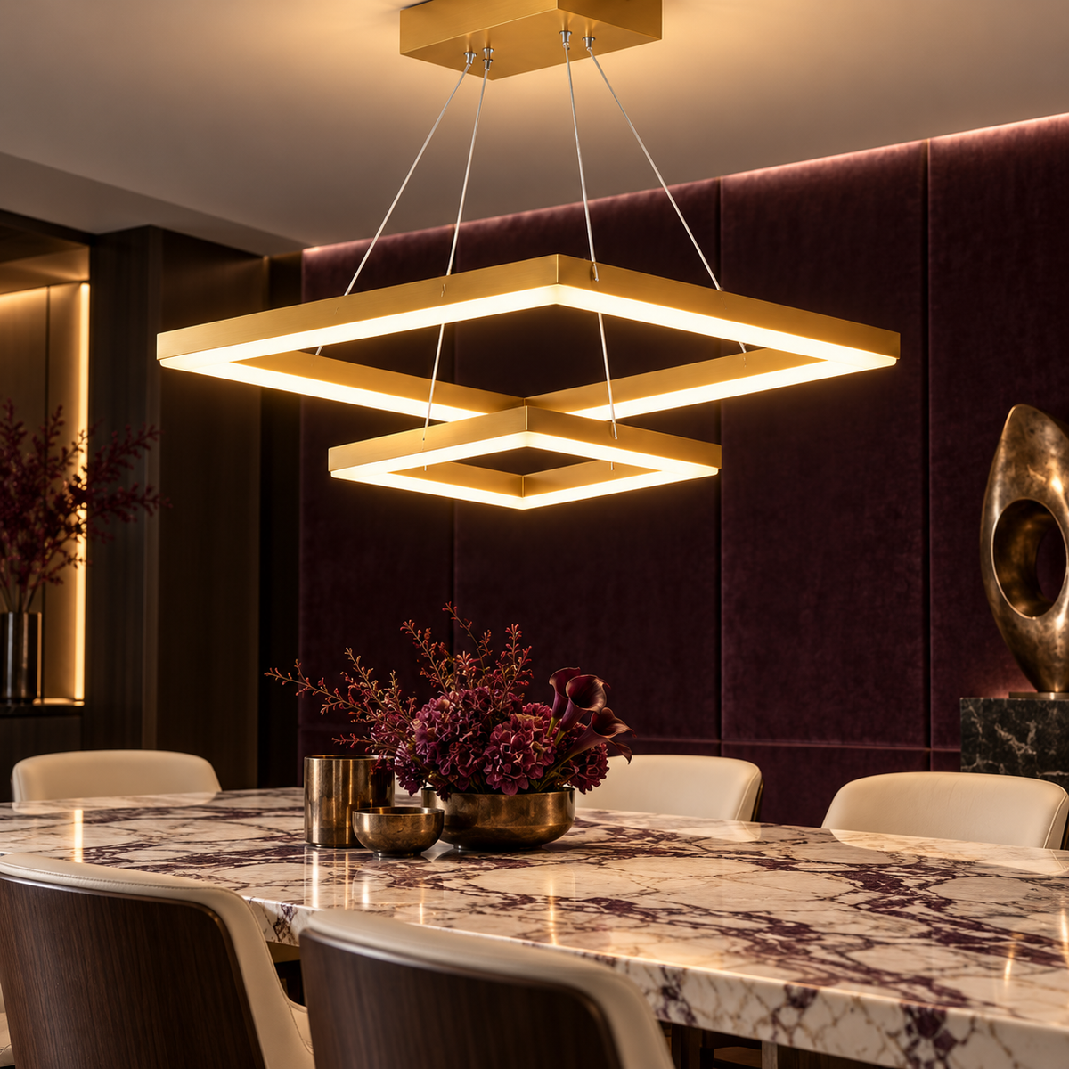 Lustra LED Suspendata Heryos Gold Echivalent 550W Telecomanda