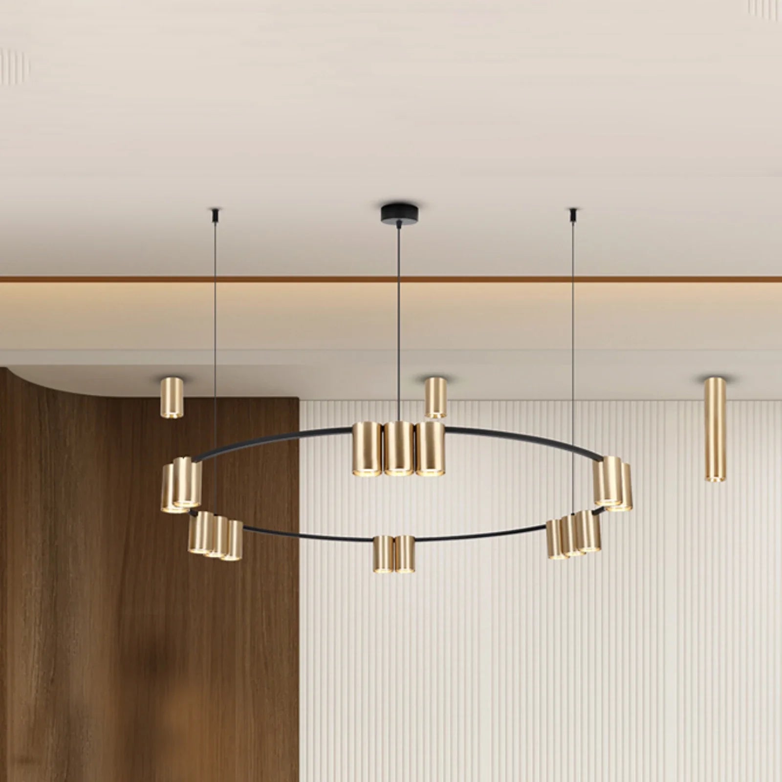 Lustra Suspendata cu 15 Spoturi Genesis Circle Black & Gold Ø100CM
