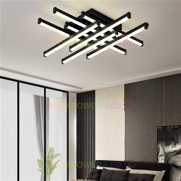 Lustra LED 160W 8 LINES Design Black Telecomanda
